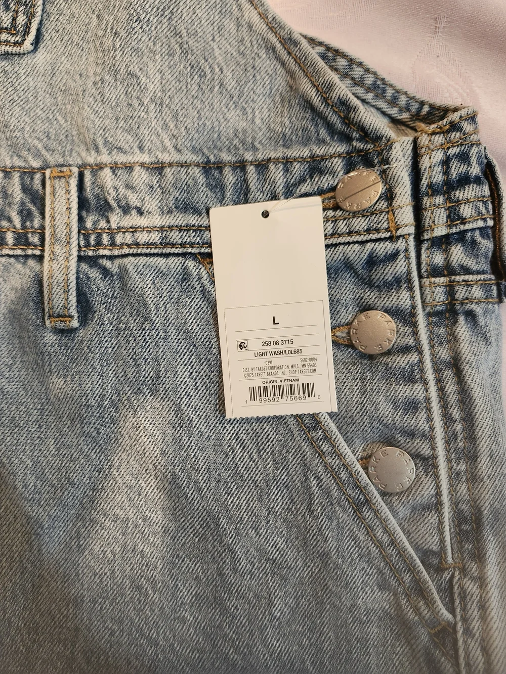 PARKE X TARGET LARGE Light Blue Denim Short Overalls - Women's Jeans - Picture 4 of 5
